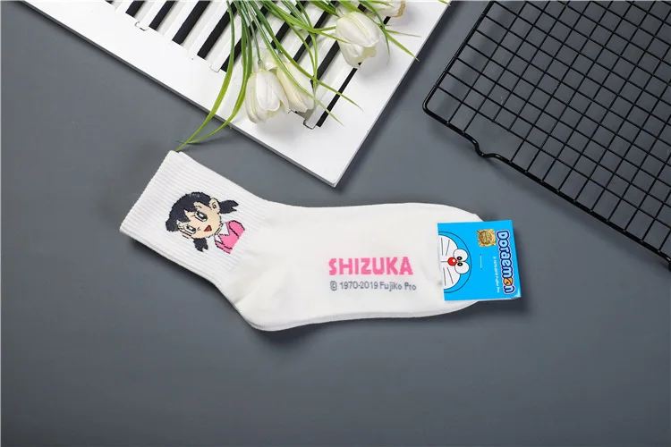 Anime Doraemon print socks Nobita Nobi Minamoto Shizuka Konta Takeshi Honekawa Suneo Dorami cute fun cartoon women cotton sock