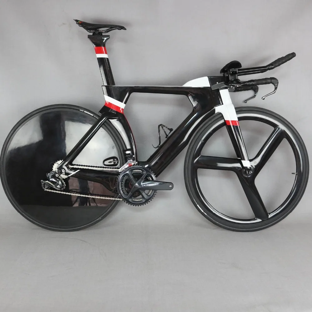 700C полный велосипед TT велосипедный Триатлон углеродное волокно черный картина рамка с DI2 R8060 Группа Комплект