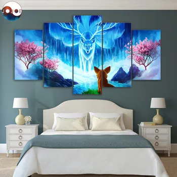 

Wisdom by JoJoesArt HD print 5 piece canvas Fox and Nine tail fox Artsailing Wall Art Picture Home Decoration CU-3229C