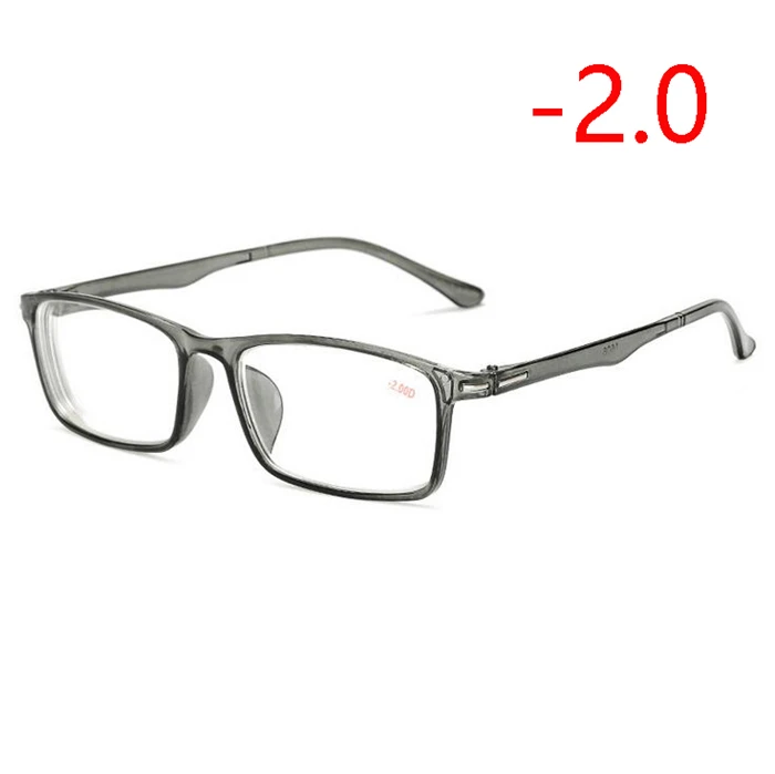 Диоптрические-1,0-1,5 To-4 TR90 студенческие очки для близорукости унисекс Ретро квадратные близорукие очки черный/прозрачный серый - Цвет оправы: Myopia 200