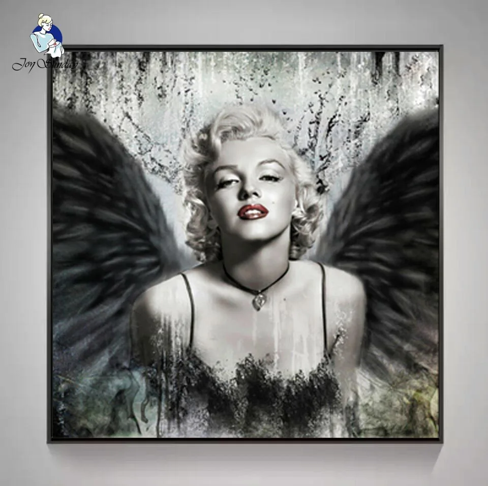 

JOY SUNDAY,Diy Diamond Painting Cross Stitch Diamond Mosaic Needlework Crafts Full Diamond Embroidery Reading Black wings 8