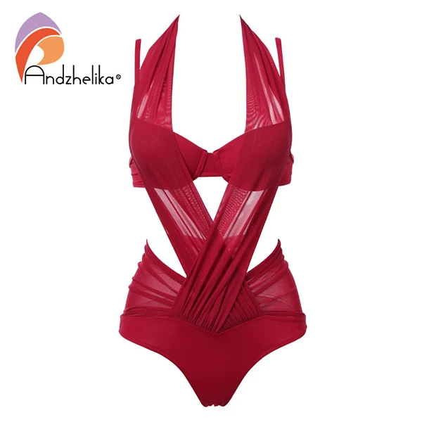 Andzelika bikini женский купальник 3 в 1 с эффектом пуш апп - Цвет: Red