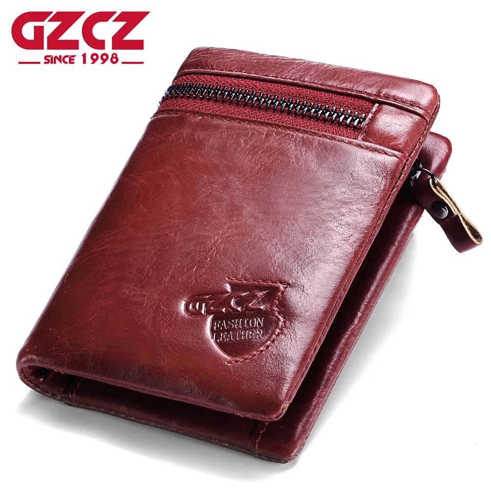 

GZCZ Women Wallets And Purses Women's Genuine Leather Vallets Zipper Pouch Fashion Slim Walet Coin Pocket Portomonee Rfid