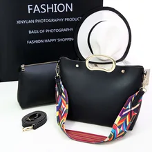 Aolen Nueva Marca de Fábrica Famosa PU de Las Mujeres del Bolso de Cuero Bolsa de Conjunto Femenino Bolsas de hombro Bolso De Mano Mediano Femme Sac A Principal De Marca negro