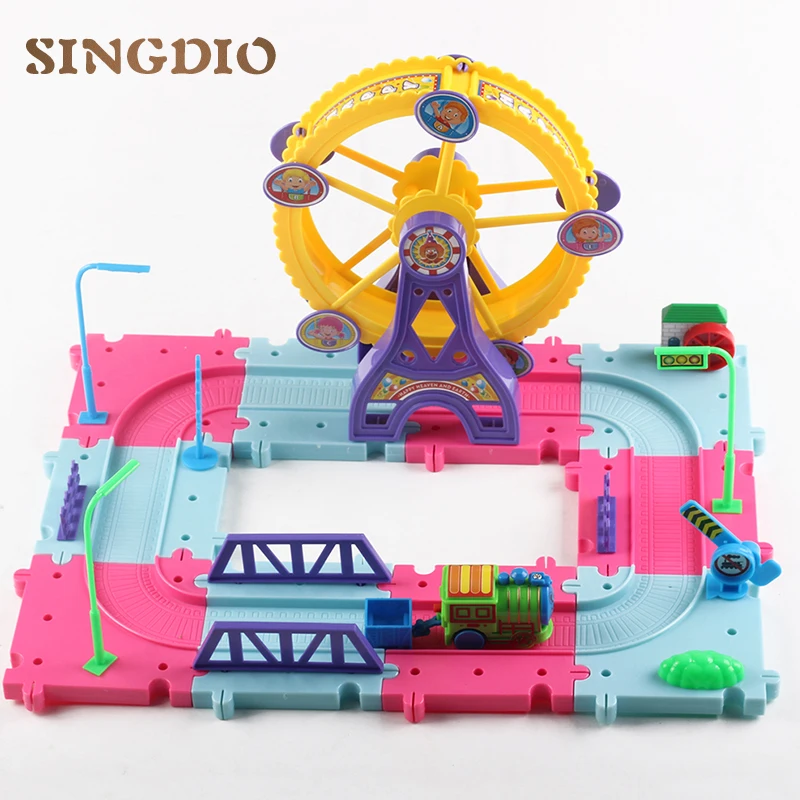

Building Blocks Assembled Toys Railway Ferris Wheel Light Music Educational Toys for Children Self-locking bricks blocks set