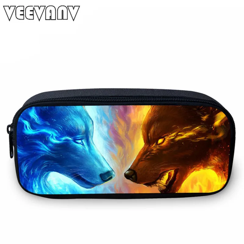 VEEVANV Animal Wolf Printing Case Holder Casual Cosmetic Bag Cute Animal Purses Kids Wallets School Case For Study Students Bags VEEVANV Animal Wolf Printing Case Holder Casual Cosmetic Bag Cute Animal Purses Kids Wallets School Case For Study Students Bags