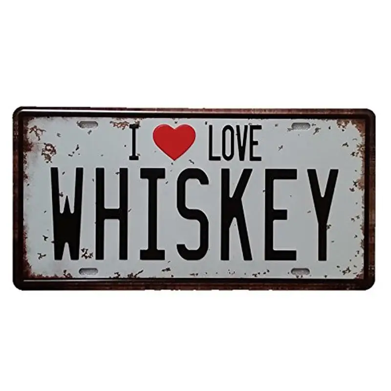 

Vintage Metal Tin Sign Plaque Iron Painting I Love Whisky Pattern Poster Retro License Plate Embossed Tag Size 6 X 12 Bar Decor