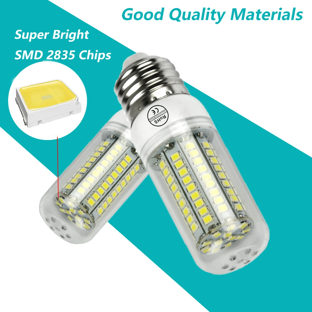 Светодиодная лампочка 220 В SMD 2835 E27 светодиодная лампа теплый белый/белый 27 48 68 102 126