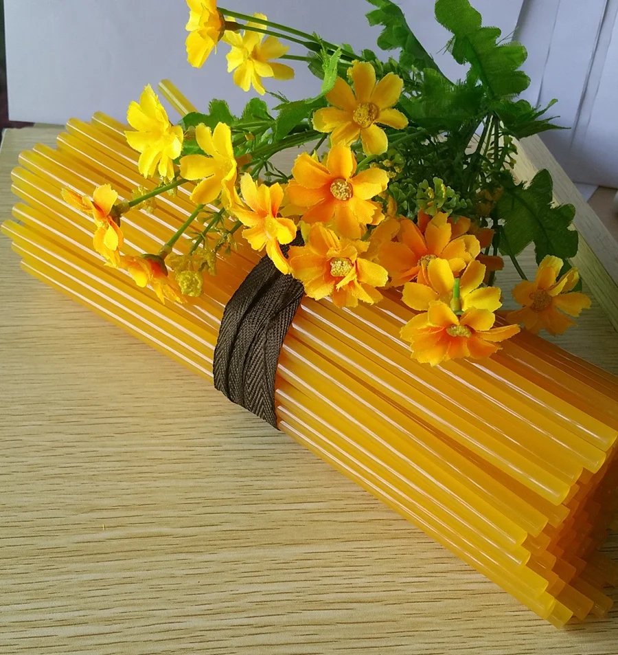 

Free Shipping 4 pcs/lot Pale-yellow Hot Melt Glue Stick For Electric Glue Gun Craft Repair 7x270mm Repairs Tool Accessories