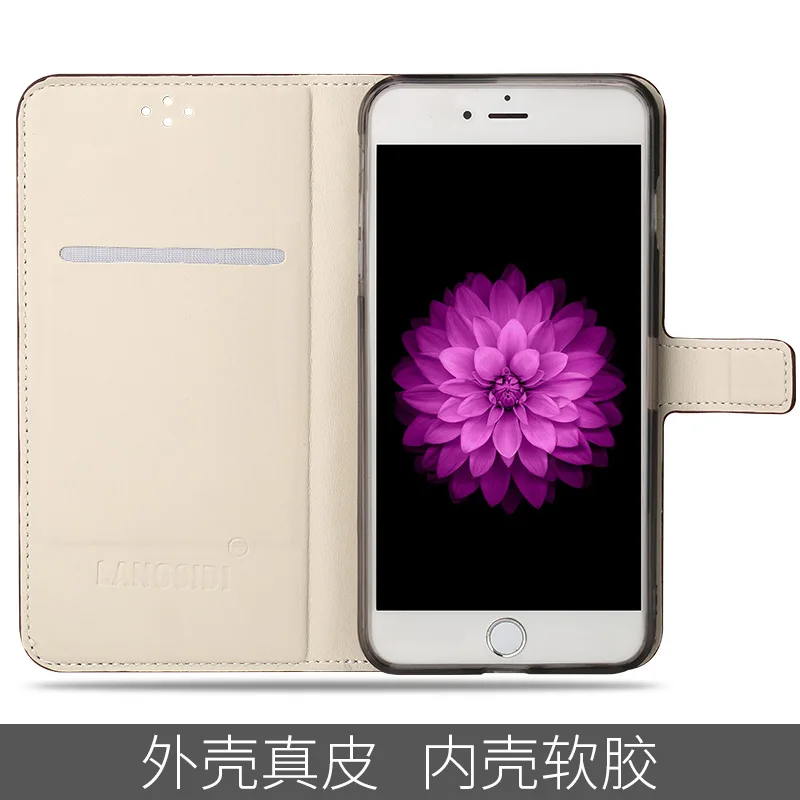 Чехол для телефона LANGSIDI из вощеной кожи с магнитной кнопкой iphone X XS max XR 6 7 8 8plus 11 pro