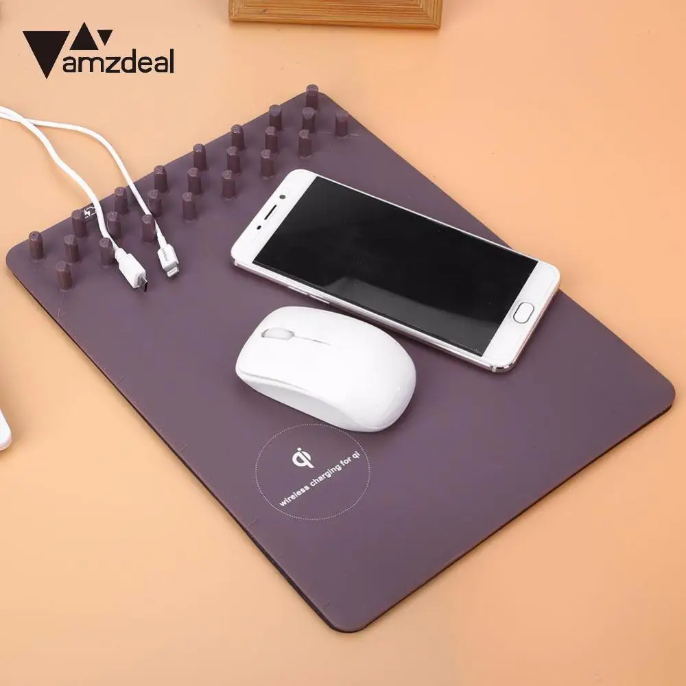 

AMZDEAL Qi Wireless Charger Charging Holder Mouse Pad Mat Multifunctional Non-Slip Writing Board for Wireless charging Phone