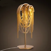 Современная роскошь время личности туннеля алюминия цепи настольная лампа Nordic творческая гостиная модель номер водопад ZH FG857