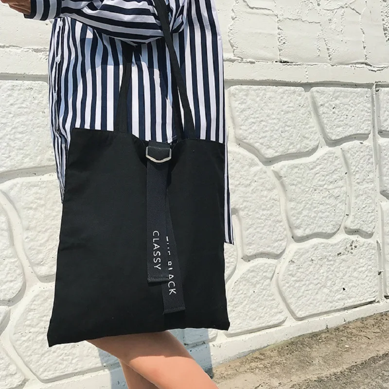 

Fashion Women Letter Solid Color Simple Canvas Shoulder Bags 2018 Autumn Winter New Hot Female Students School Bags Handbags