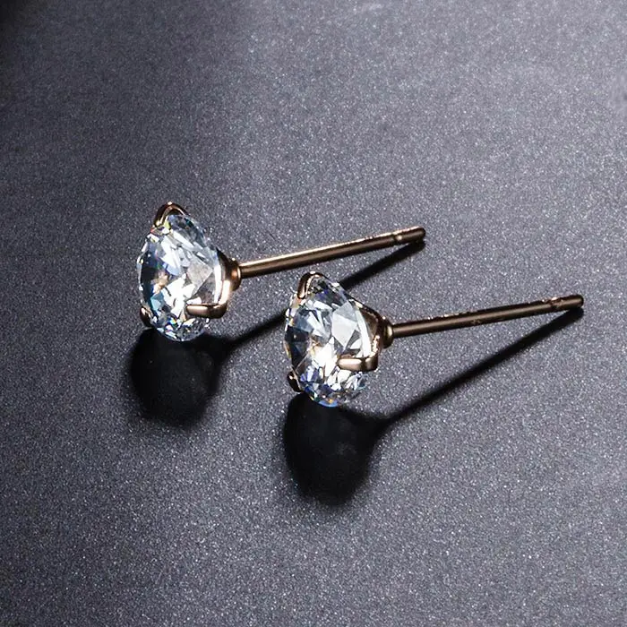 Женские серьги гвоздики с фианитами 5 мм|fashion stud earrings|stud earringszircon earrings |
