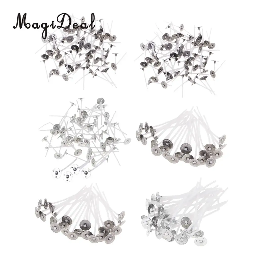 600 Pieces Wholesale Candle Wicks Pre Waxed With Sustainers Cotton Cord Length In 25/30/35/55/60/70mm 6 Styles