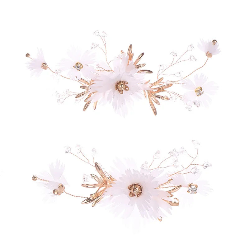 2 шт. белый цветок шпильки для волос невесты украшения для волос Цветочный Кристалл женские заколки головной убор диадемы свадебные аксессуары для волос VL