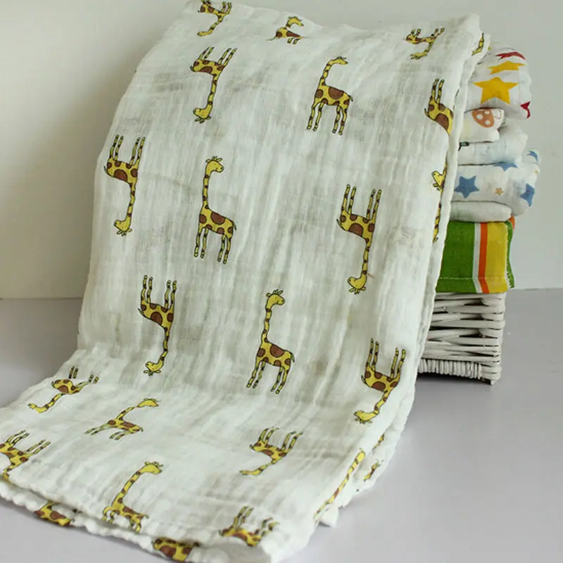 

Nursery Infant Baby Swaddling Blanket Newborn Infant Cotton Swaddle Towel Soft Cute Elephant Giraffi Fox Print Receiving Blanket