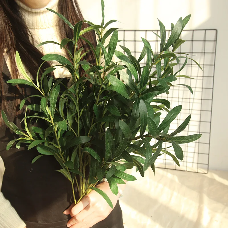 

94cm Artificial Plastic Green Olive Leaves Canarium Album Branch Grass Plant Home Garden Decoration fake flower plant
