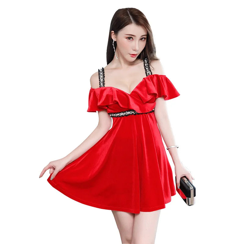 Velvet v neck skater dress ivory knit