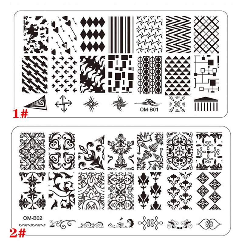 1 шт. прямоугольник Нержавеющая сталь Дизайн ногтей штамповка Плиты шаблона цветочный Кружево сетки ногтей изображения Stamp плиты DIY Инструменты для маникюра