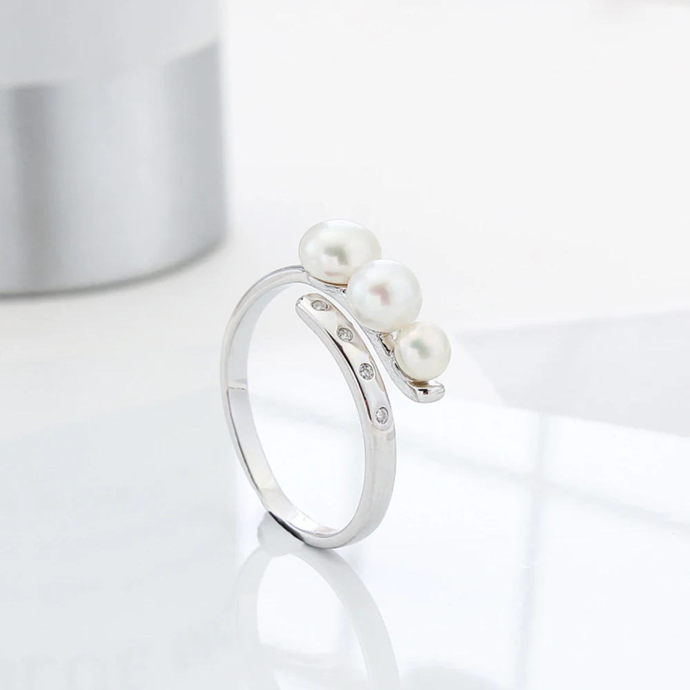 

Original Design Adjustable Pearl Ring Mounts Fit 4-6mm Bead Can Setting Three Pearls Woman Jewelry Making Accessory