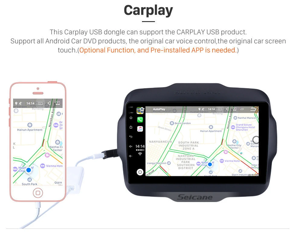 Seicane автомобильный Android 8,1 gps навигатор автостерео радио плеер для Jeep Renegade WiFi 2DIN поддержка DVR SWC камера заднего вида