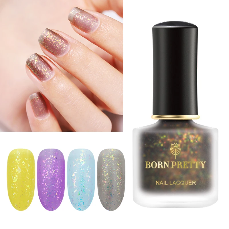 

BORN PRETTY 6ml Colorful Matt Micas Nail Polish Shining Sequins Effect Nail Art Polish Varnish Matting Base Coat 9 Colors