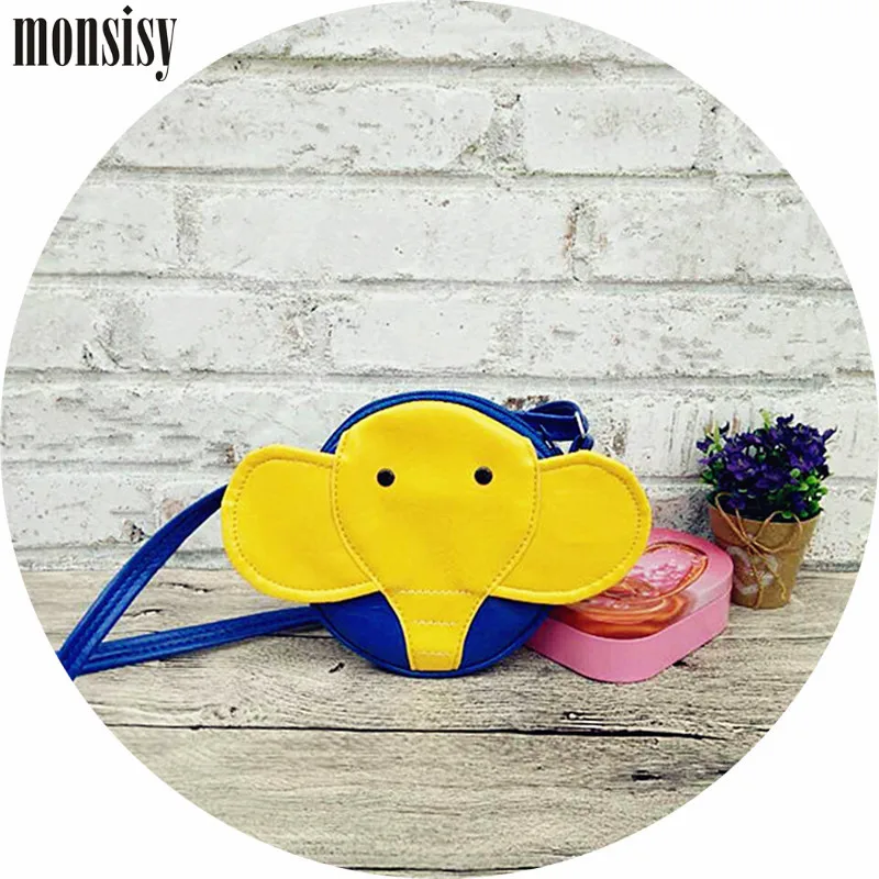 

Monsisy Christmas Children Handbag Wallet Coin Purse Boy Bag Cartoon PU Leather 3D Animal Elephant Baby Kid Shoulder Bag Gift