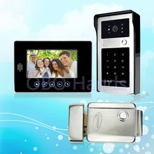 7 ”ató con alambre el teléfono video de la puerta sistema de intercomunicación del timbre kit conjunto con monitor + RFID cámara de INFRARROJOS con teclas de bloqueo para el hogar seguridad