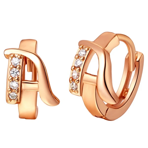 Серьги с буквами A B C D E F G H I, розовые серьги с буквами N/PPlated для женщин, кольцо с мозическим кристаллом