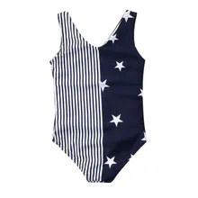 ARLONEET, коллекция года, летняя одежда для купания для маленьких девочек, цельная одежда для родителей и детей Детский купальник в полоску без рукавов с пятиконечной звездой