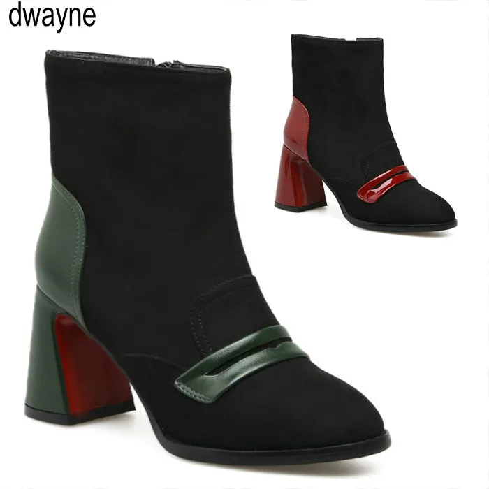 

Hoof heels shoes woman mixed colors ankle boots for women in spring autumn womens boots female big siz r678