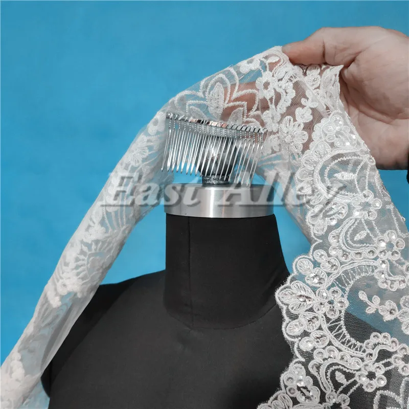 Fingertip Длина 100 см свадебная фата 1 слои кружевная Фата с вуалью металлическая расческа свадебные аксессуары