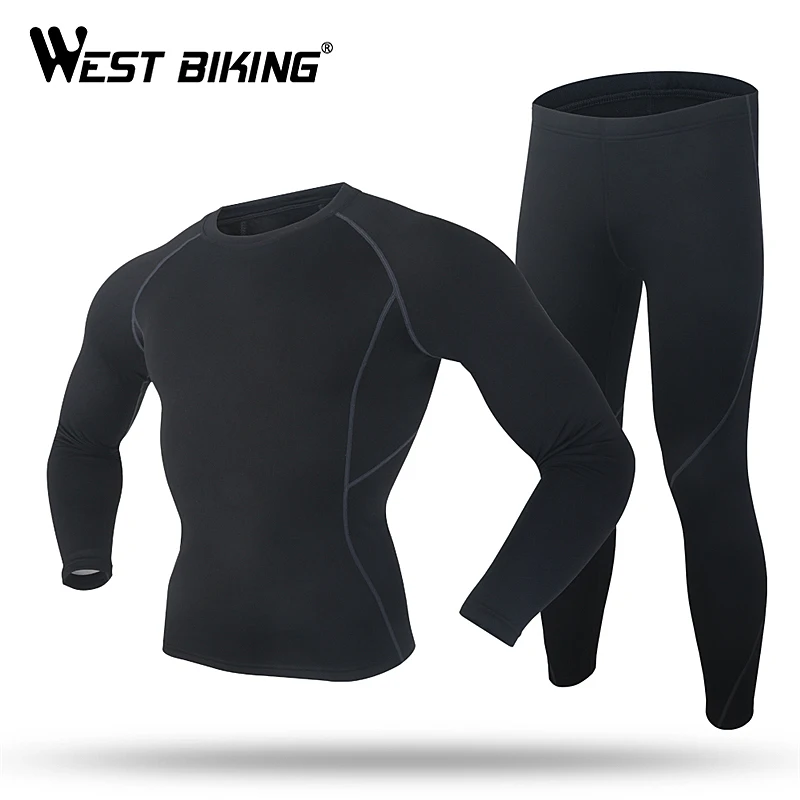 

WEST BIKING Cycling Jersey Sets Warm Silm Breathable GEL Padded Bicycle Underwear Winter Fleece Long Sleeve Cycling Jersey Set