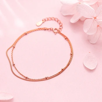 

Layered Bracelets 100% 925 Silver Jewelry Charms Rose Gold Bangles Boho Vintage Minimalism Indian Jewelry Bangles for Women