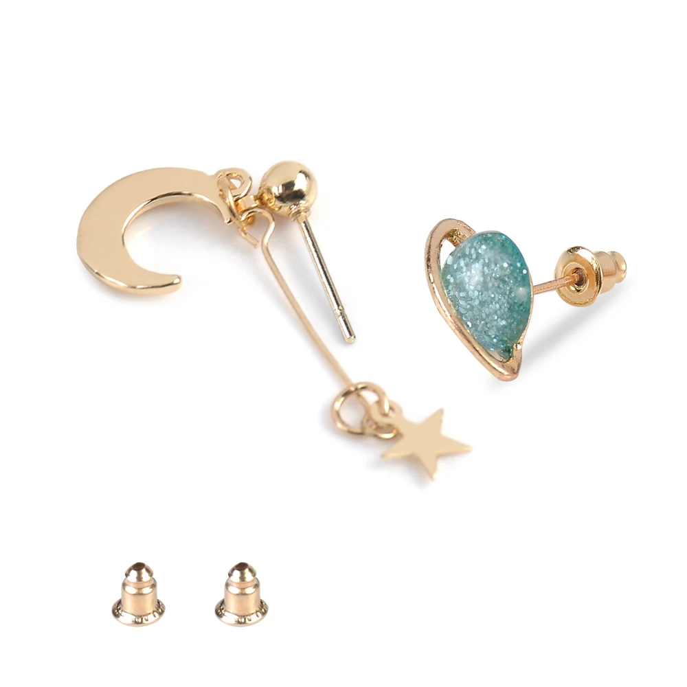 

Asymmetric Earrings New Design Alloy Crystal gold moon Stars Gemetric Drop Earrings for Women banquet Fashion Jewelry decoration
