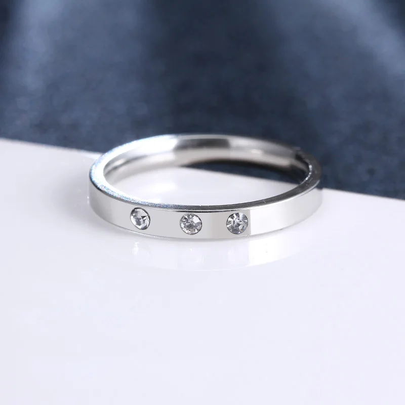 CACANA Stainless Steel Rings For Women Men Gold Silver Three Ziecon Engagement Fashion Jewelry Rings For Male Party