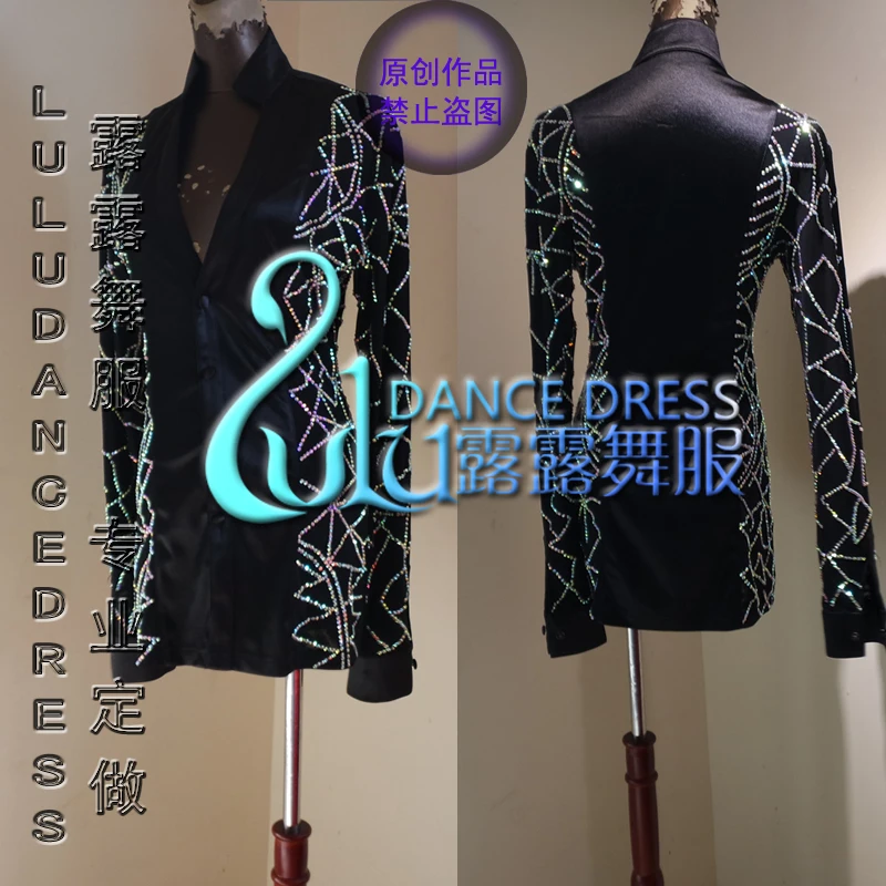 

Customizing high grade Latin shirts Latin Dance Dress Clothing Salsa Costume Ballroom Competition man shirt Customized shirt