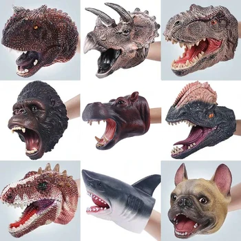 

2019 Fashion Novel Vinyl Doll Animal Head Design Glove Soft PVC Hand Arm Kids Toys Children Playing Gloves Birthday Gift