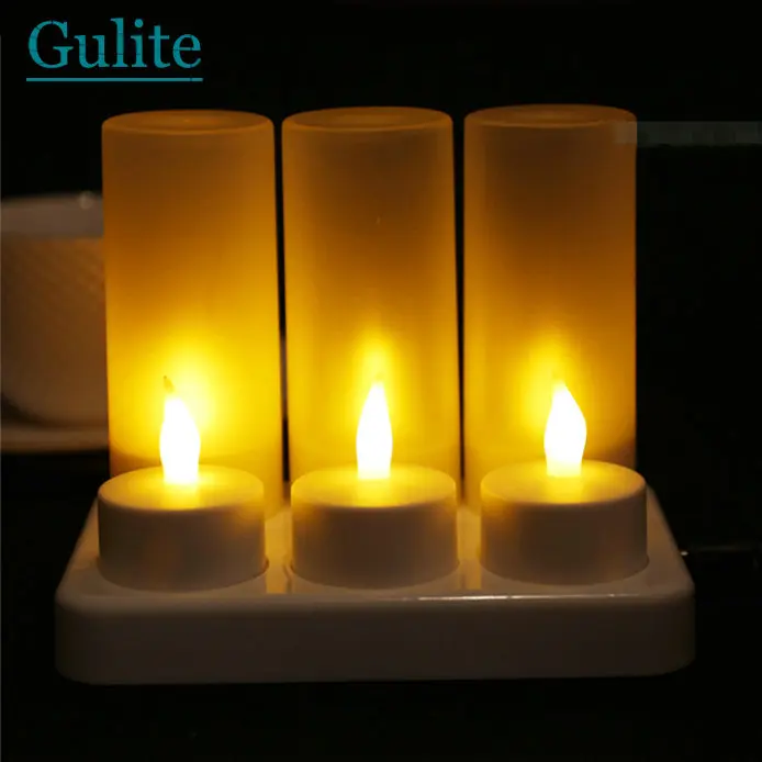 

6 LED Night Rechargeable Flameless Tea Light Candle For Xmas Party Electronic Candle Lamps Holiday Lighting