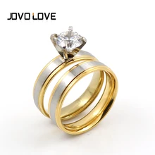 Модные CZ женские кольца из нержавеющей стали золотого цвета, кольца для пар, свадебные аксессуары для женщин и мужчин, кольца для влюбленных, ювелирные изделия, популярный подарок