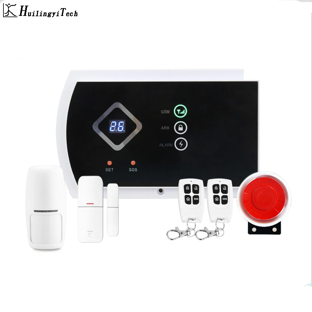 

HuilingyiTech Many Voice prompt Wireless Wired GSM Alarm System Home Security Systems Wireless Sensors APP control Security kit