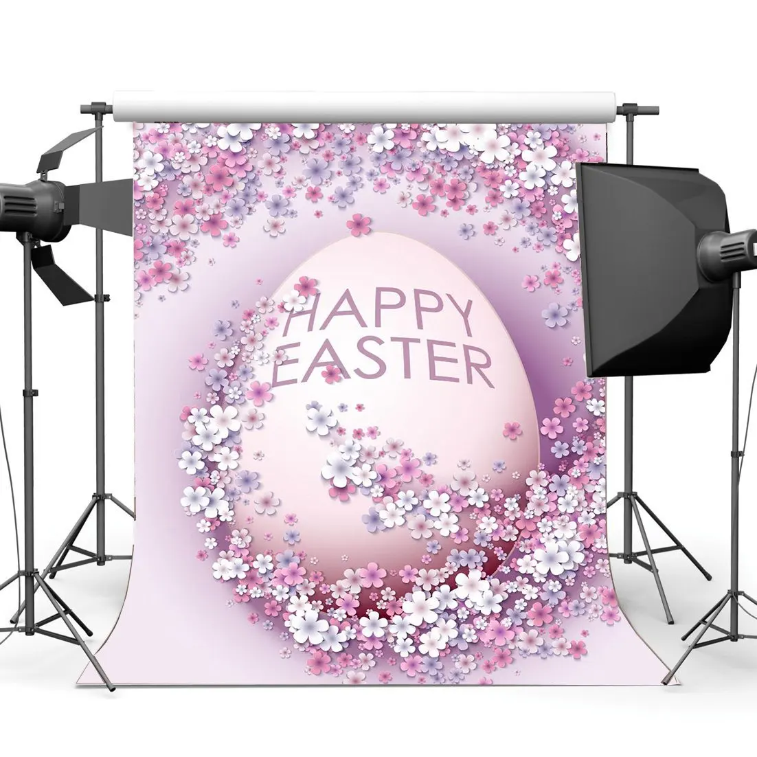 

Happy Easter Backdrop Blooming Fresh Flowers Eggs Spring Frohe Ostern Photography Background