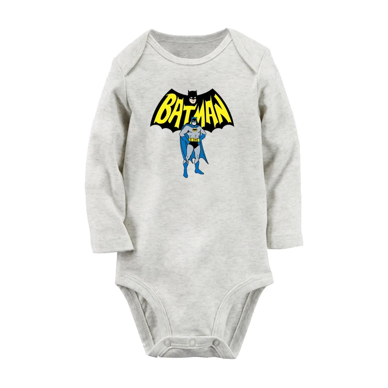 

DC Superhero Bruce Wayne Batman Design Newborn Baby Boys Girls Outfits Long Sleeve Jumpsuit 100% Cotton Print Infant Bodysuits
