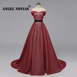 Angel Novias длинное реальное изображение линия бордовый блестит арабский Abendkleider вечернее платье 2019 зимнее вечерние vestido elegante