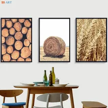Impresión de trigo dorado póster de la cosecha anillos de árbol cuadro lienzo pintura de la pared arte de campo estilo arte granja cocina Decoración
