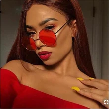 Винтажные красные круглые солнцезащитные очки для женщин, роскошные брендовые Дизайнерские Большие Металлические солнцезащитные очки, женские сексуальные круглые очки для мужчин Oculos De Sol