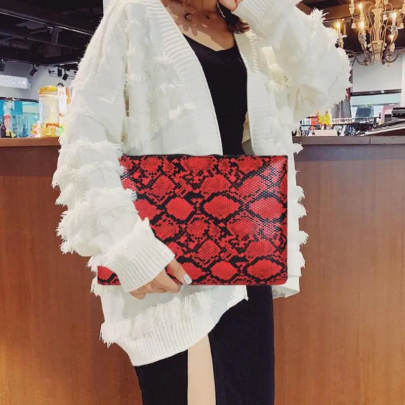 

Snake Print Wristlet Clutch Women Daily Makeup Bags Purse Soft PU Leather Money Phone Pouch Casual Wallet 2019 Hot Selling