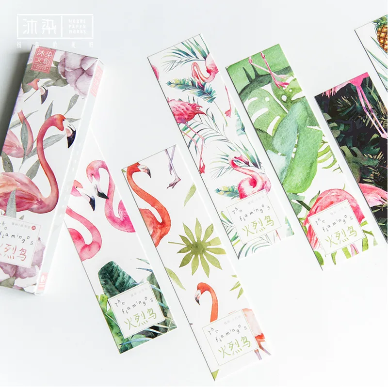 

30 Pcs Beautiful Flamingo Japanese Bookmarks Message Cards Book Notes Paper Page Holder For Books Office School Supplies