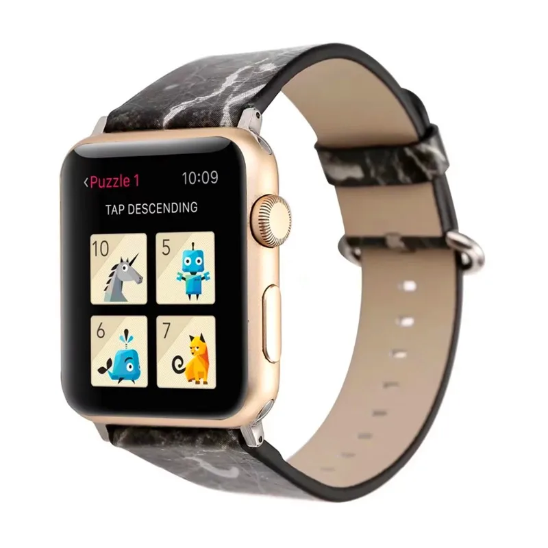 Ремешок для часов из искусственной кожи Apple Watch 4 44 мм 40 с печатным мраморным